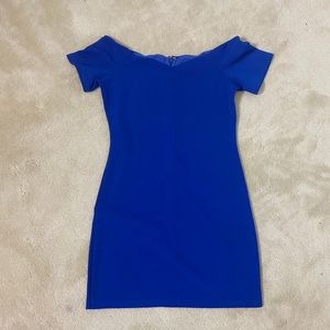 MINKPINK Royal Blue Off the Shoulder Mini Dress